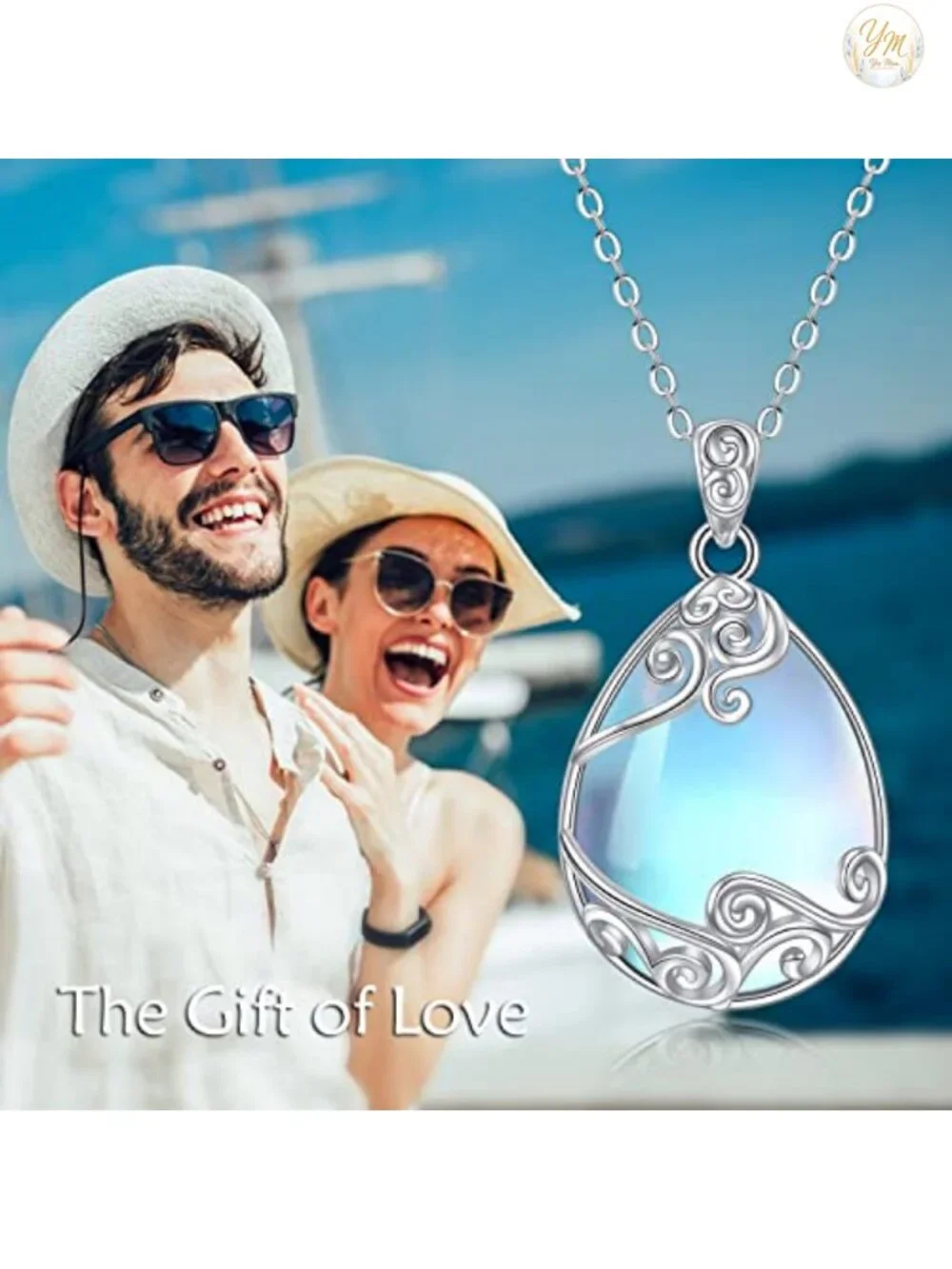 925 Sterling Silver Moonstone Necklace, Filigree Teardrop Pendant, Women's